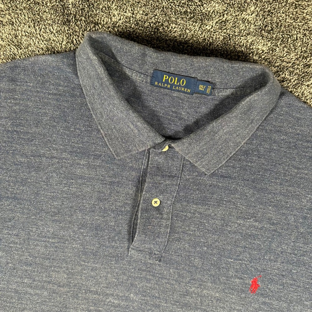 Ralph Lauren Polo Shirt Mens 3XLT Tall Blue Heather Short Sleeve Cotton Preppy